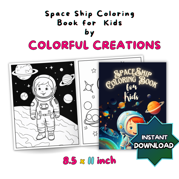 Space Ship Coloring Book for  Kids by Colorful Perfection - Image 7