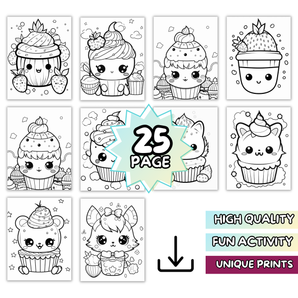 CUTE CUPCAKE Coloring book by Colorful perfection - Image 6