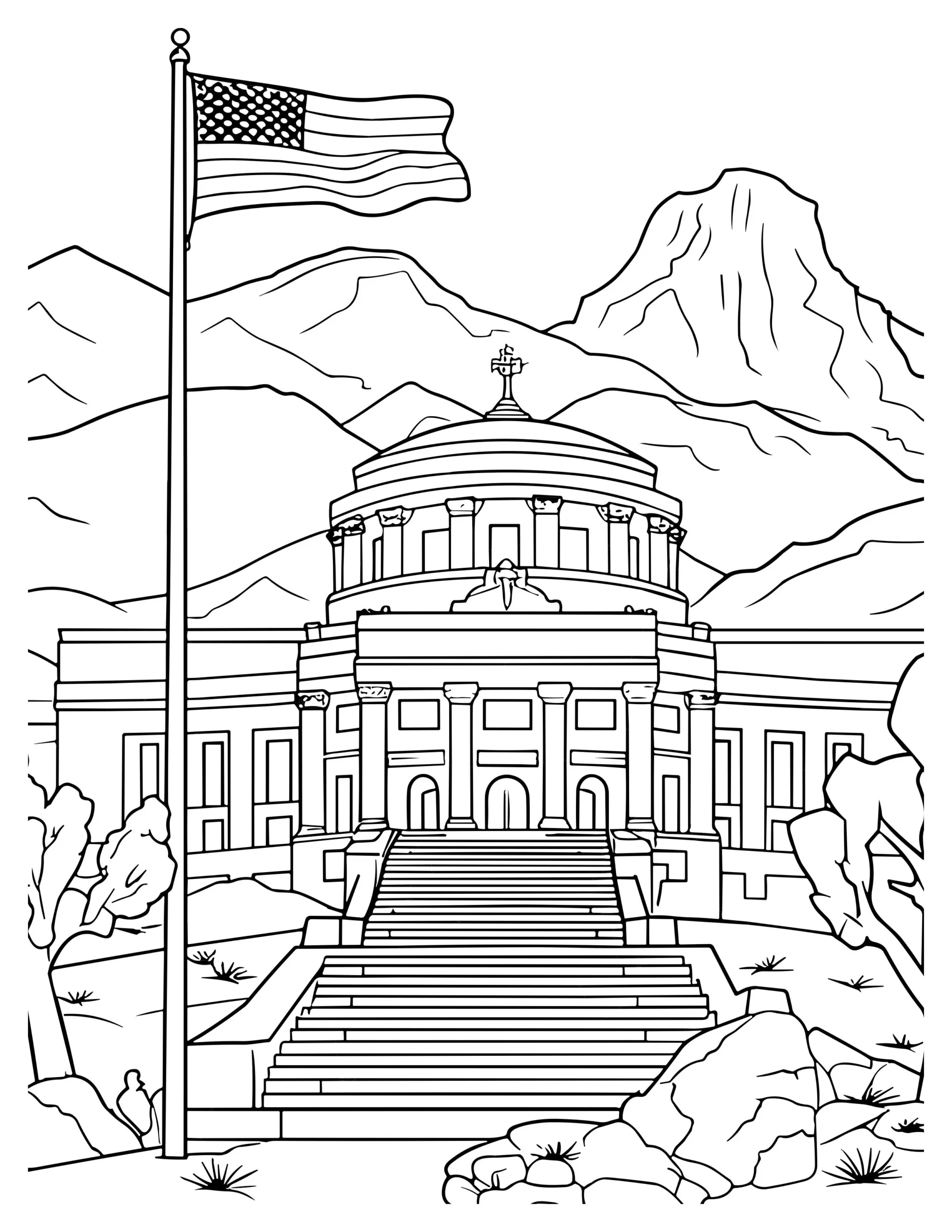 Monumental Capitol With Mountain Backdrop