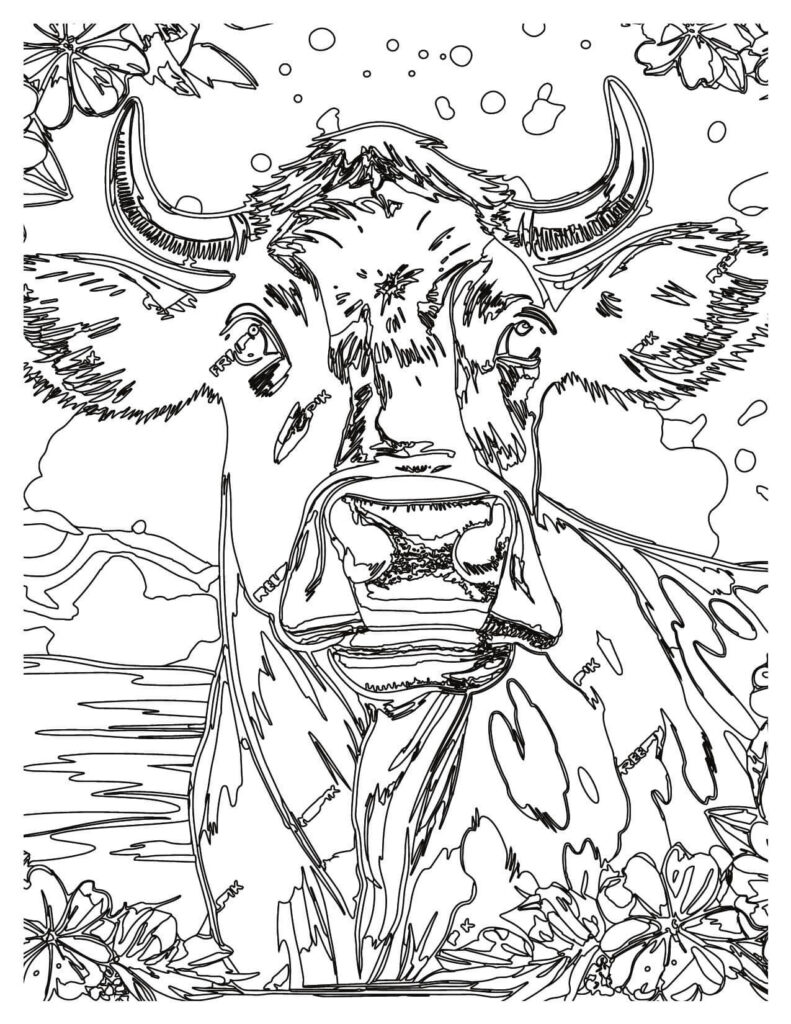  A Cow Inside the River cow coloring pages