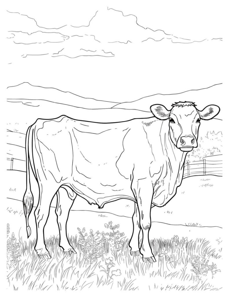 A Cow Stands cow coloring pages