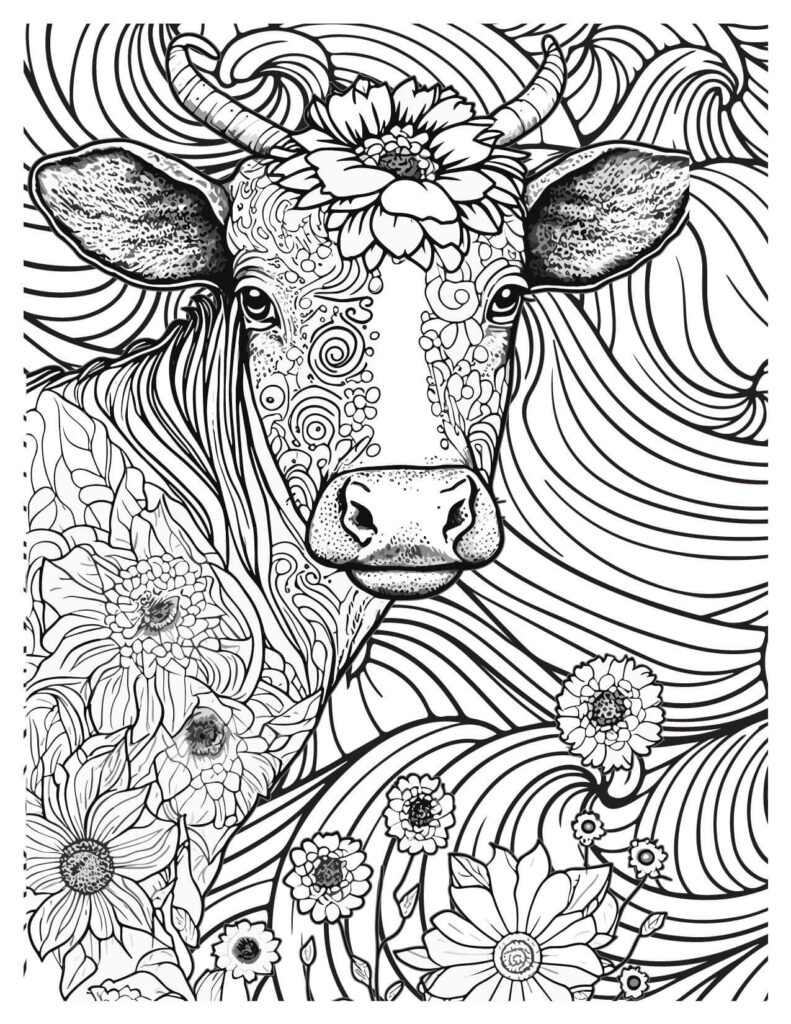  A Cow With Beautiful Floral Mandala Design