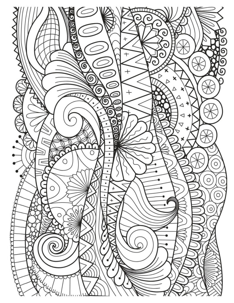 Abstract Waves Tranquil Nature Coloring Page