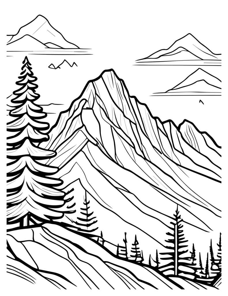 Alpine Flora Amidst Mountain Coloring Pages