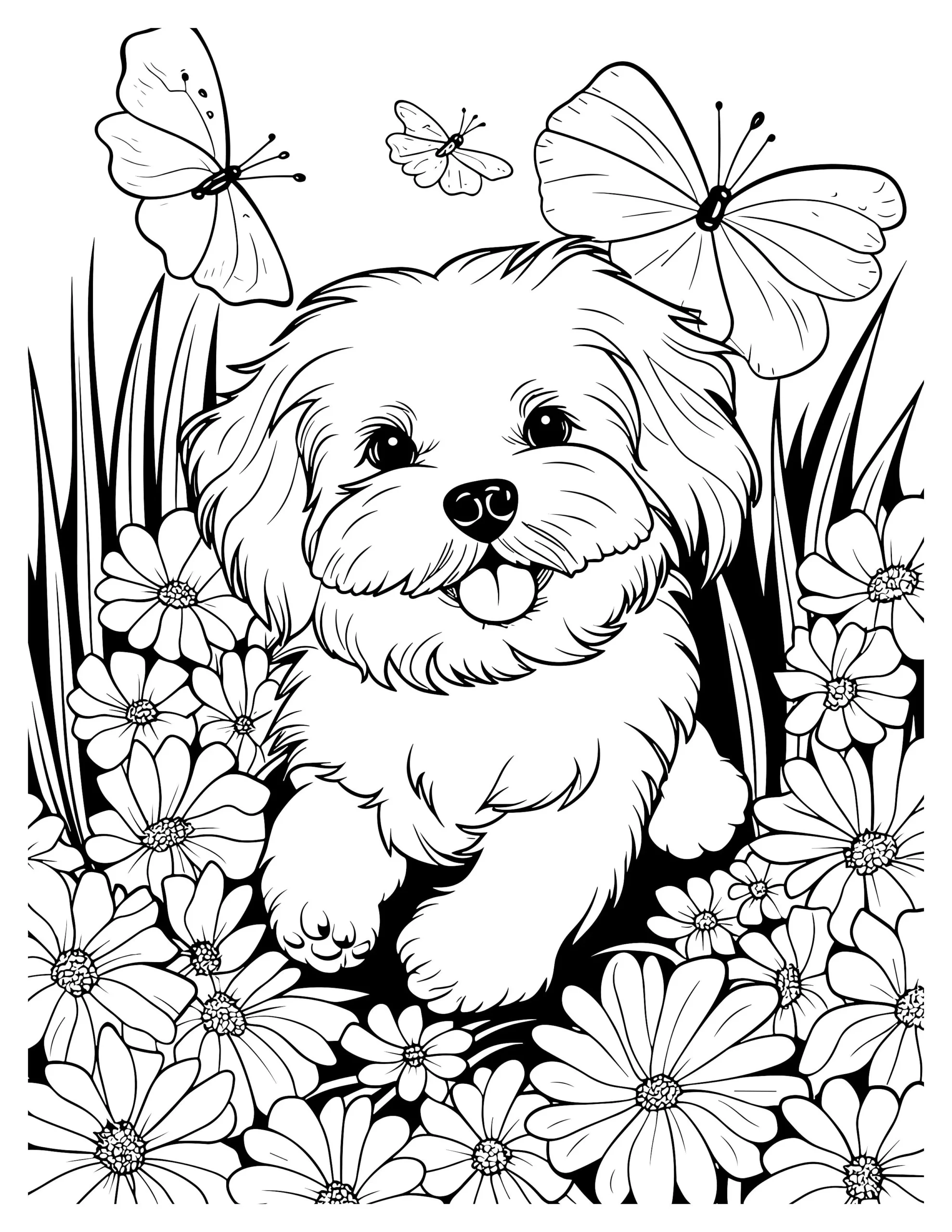 Happy Puppy with Butterflies