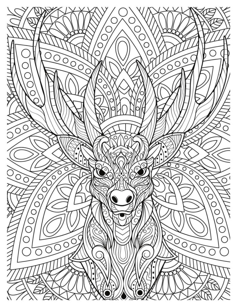 Beautiful Deer Mandala Coloring Page