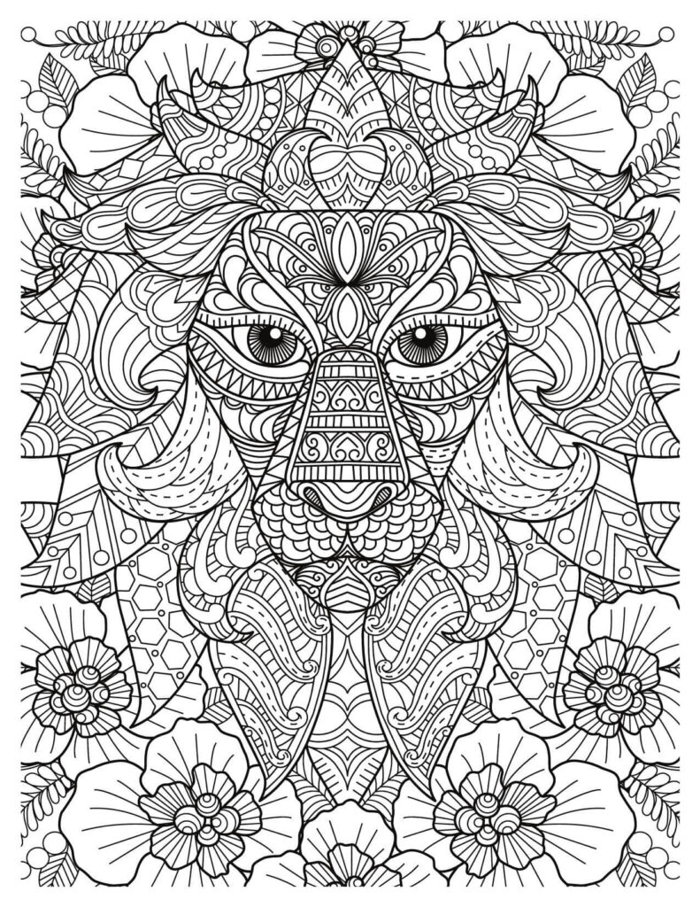 Beautiful Mandala Floral Lion Jungle Animal Coloring Pages