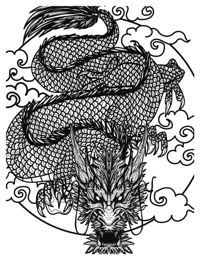 Black Dragon's Flight Coloring Page