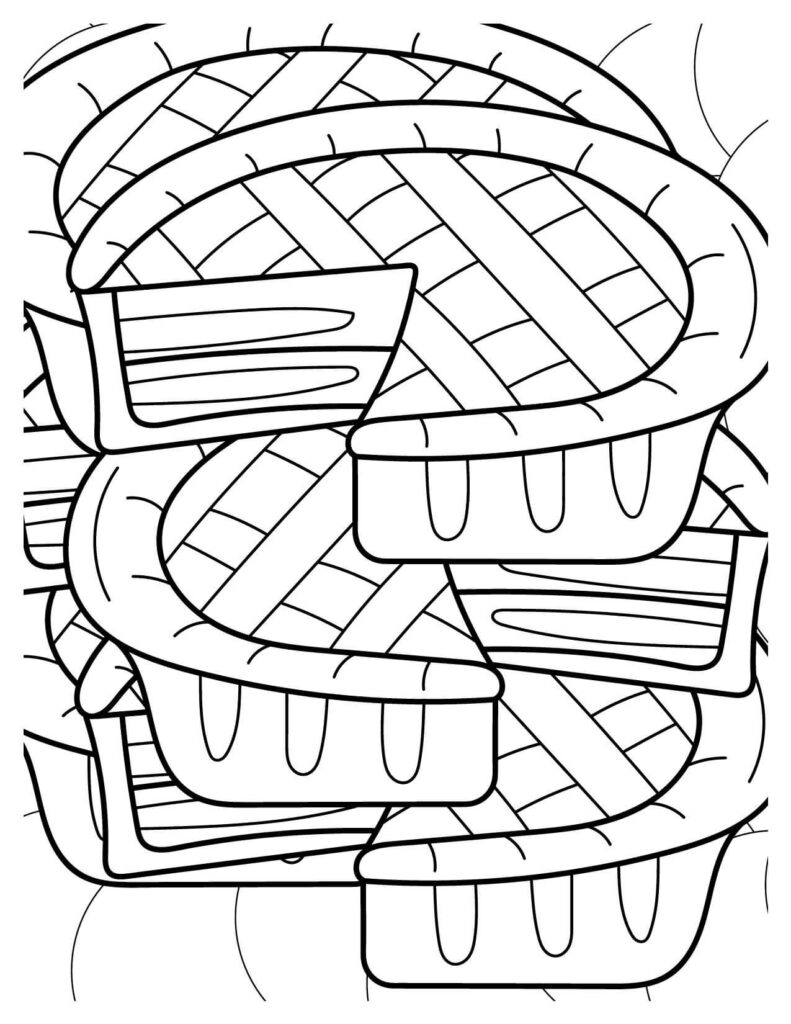 Cake Slice With Line Pattern Cakes & Pies Coloring Pages