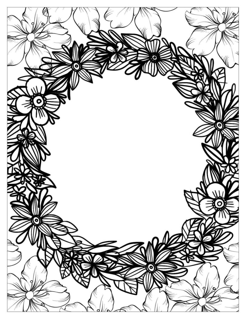 Captivating Floral Wreath Coloring Escapes