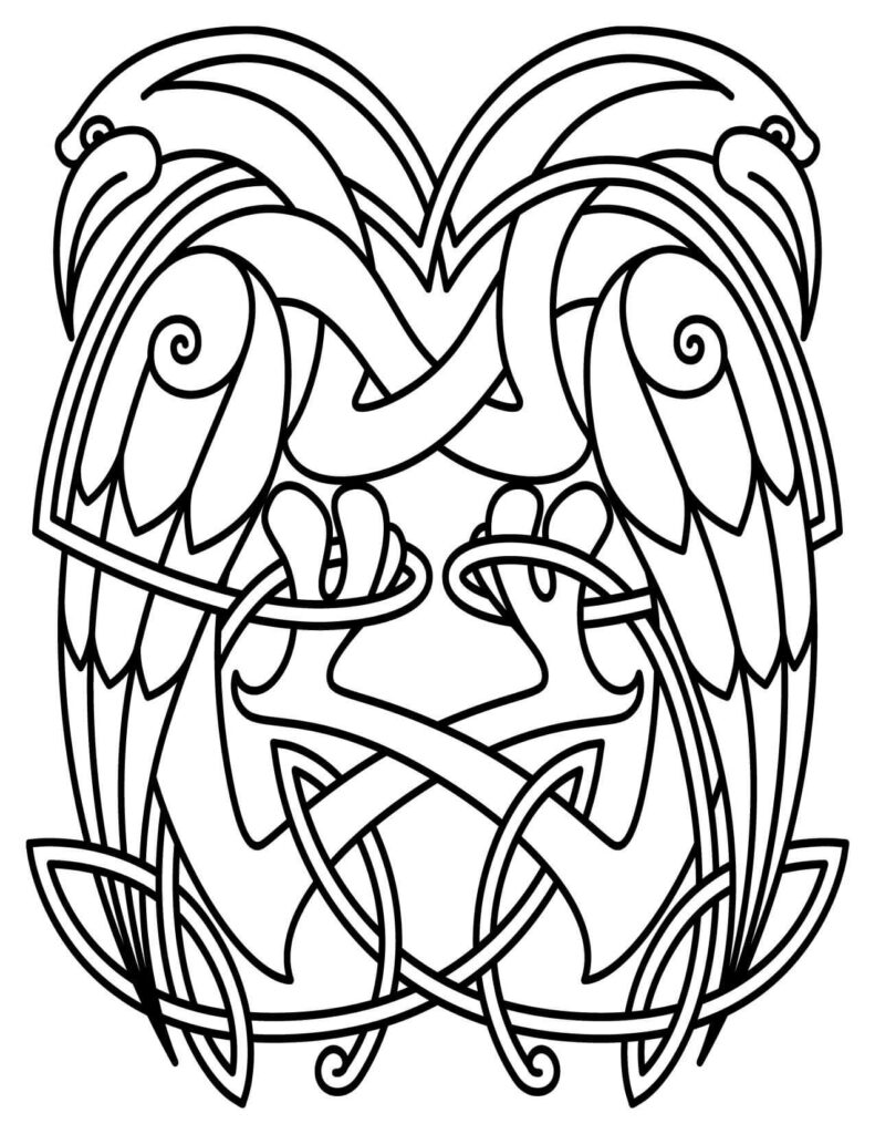 Cranes Celtic Knotwork mandala coloring pages