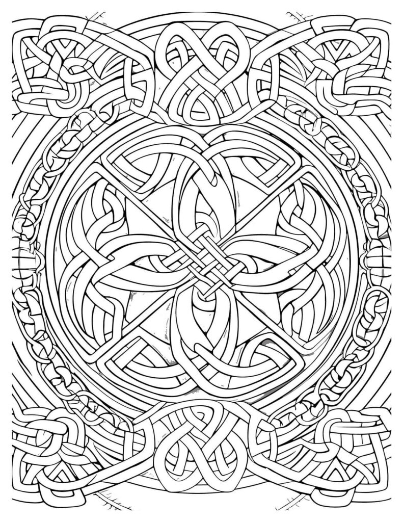 Cross In Circle Celtic Knotwork mandala coloring pages