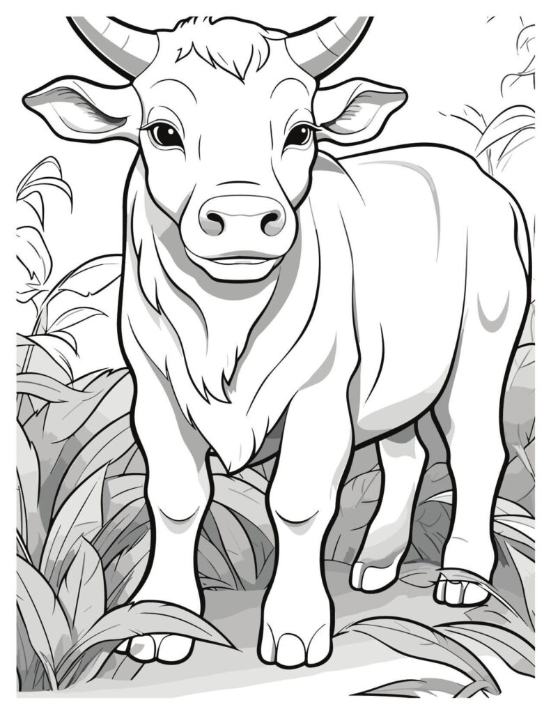  Cute Cow In Jungle cow coloring pages