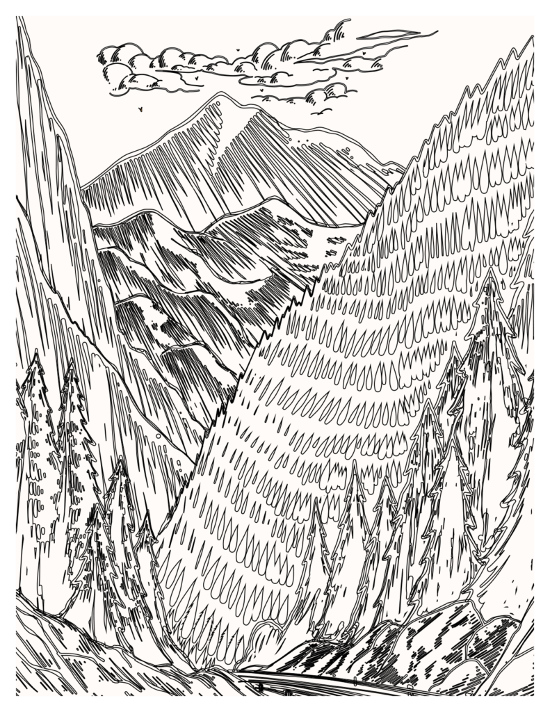 Detailed Dalliance Of The Majestic Mountain Coloring Pages