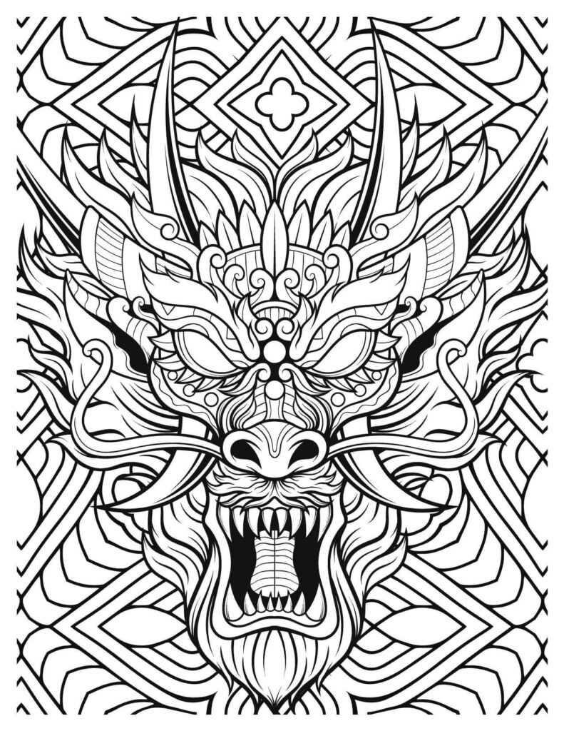  Dragon Face  With Mandala Background