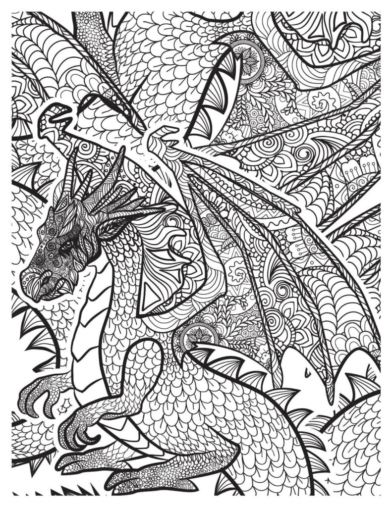 Dragon with Majestic Wings Coloring Page