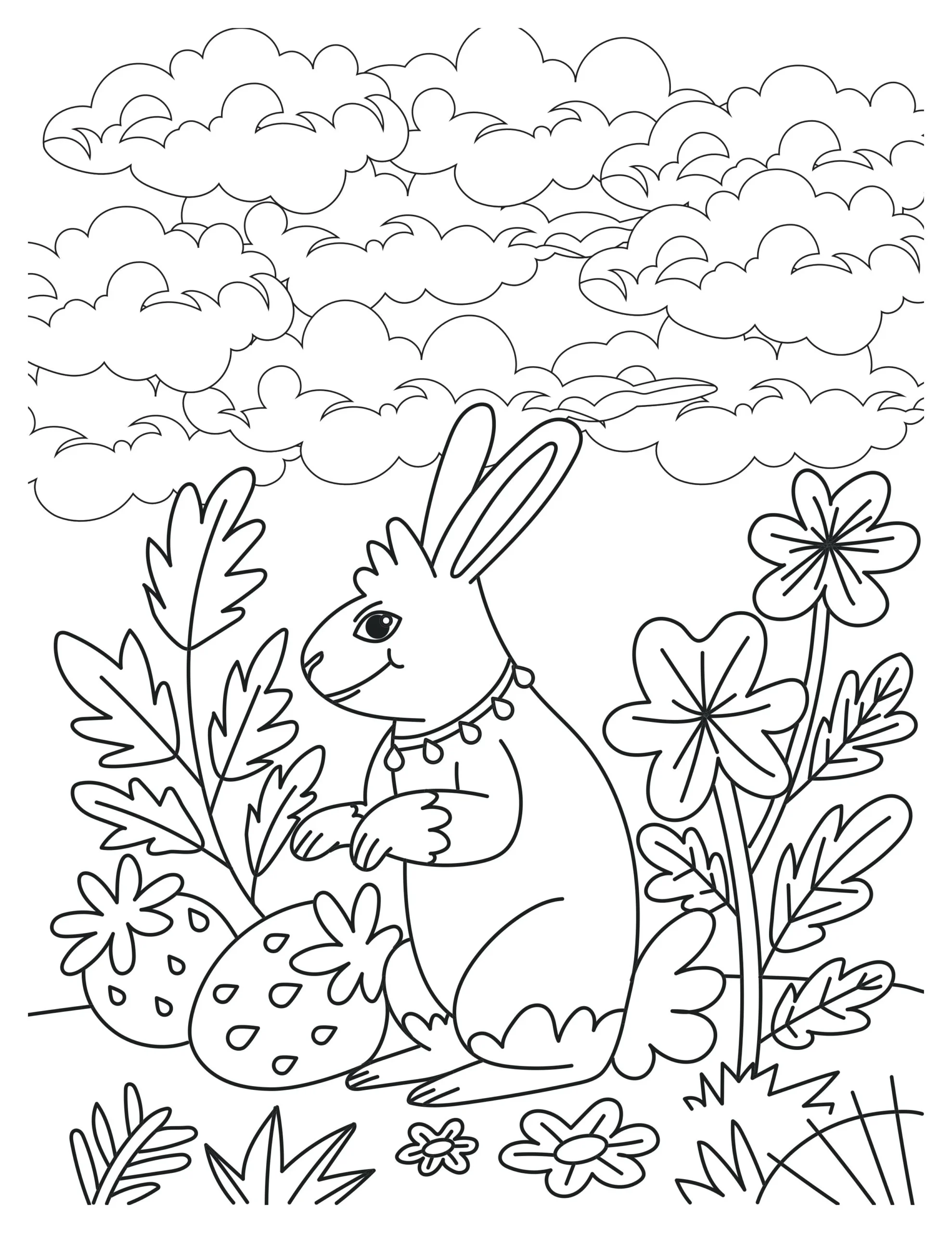 Bunny in Strawberry Patch