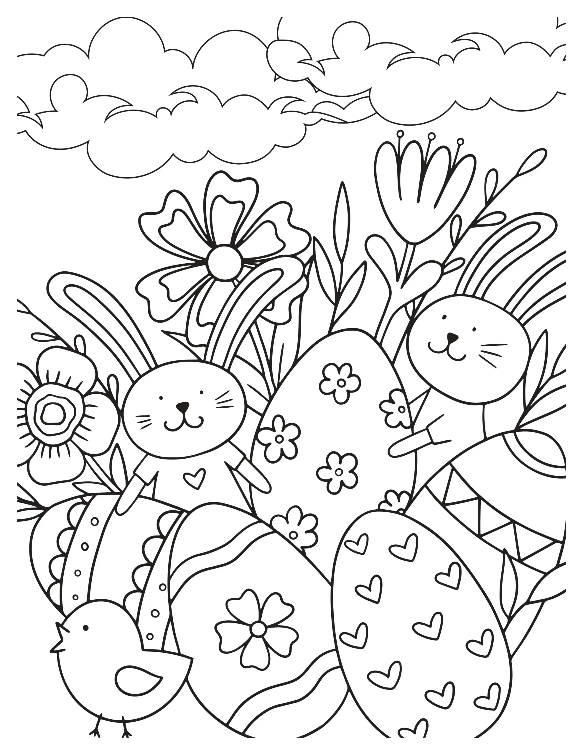 Bunnies and Spring Flowers