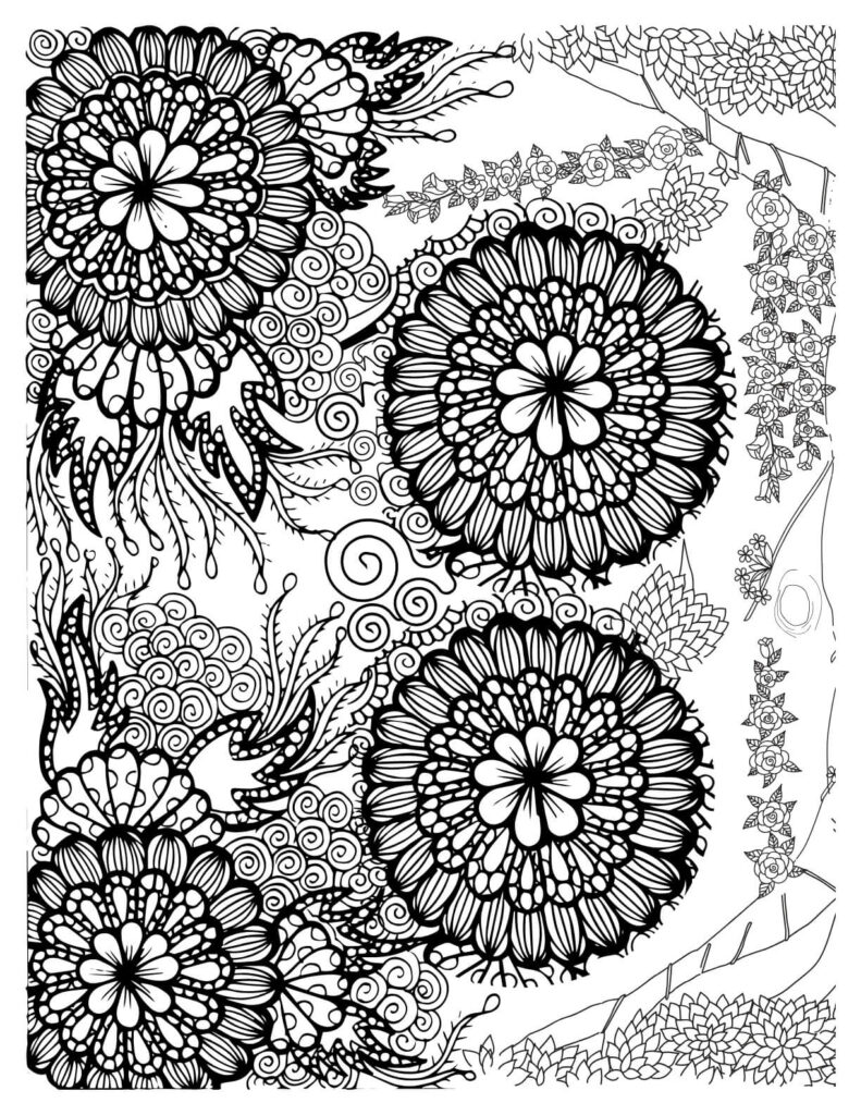 tranquil nature coloring pages Ethnic Floral Zentangle Doodle Background 