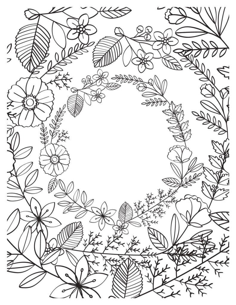 Exquisite Wreath Designs for flowers Coloring  pages