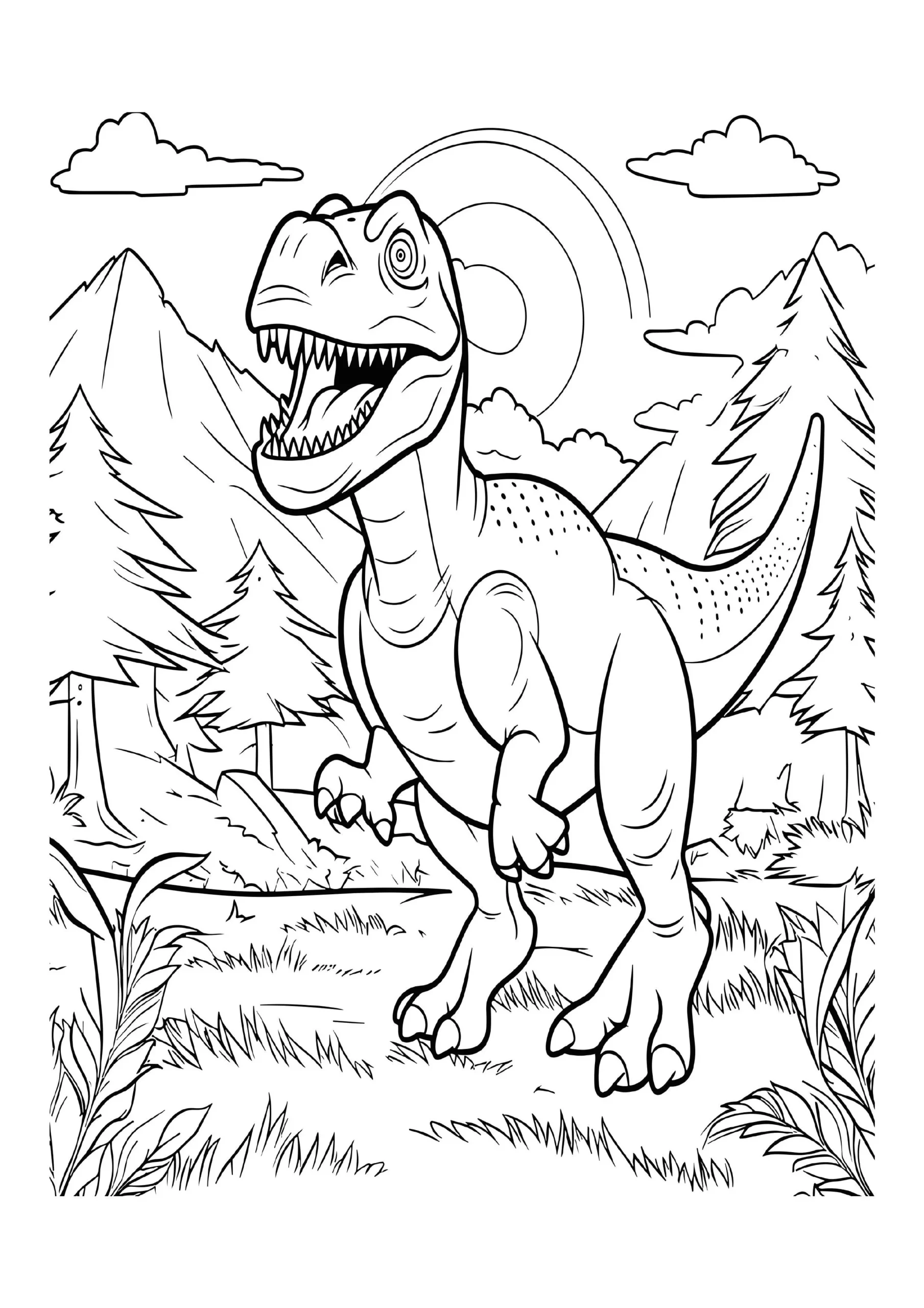 Dinosaur In Scenic Meadow