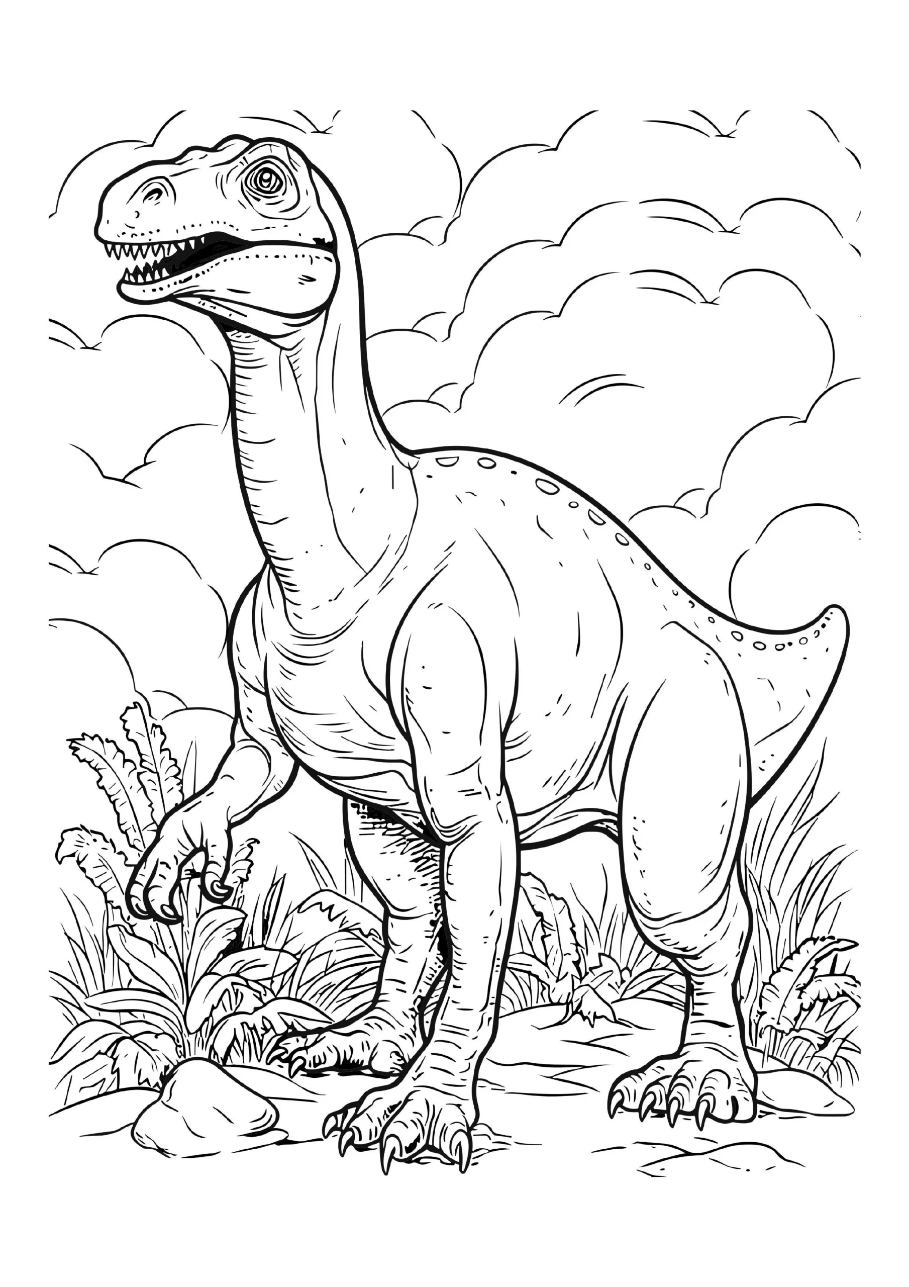 Standing Dinosaur With Clouds