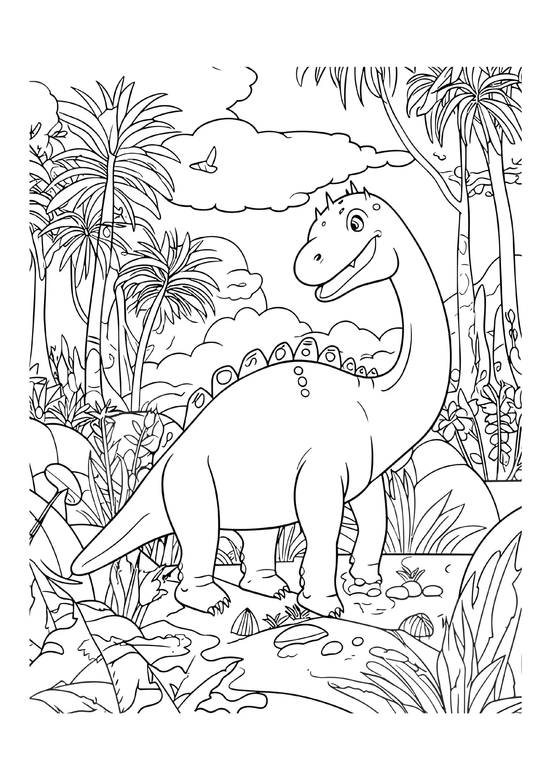 Smiling Dinosaur In A Tropical Forest