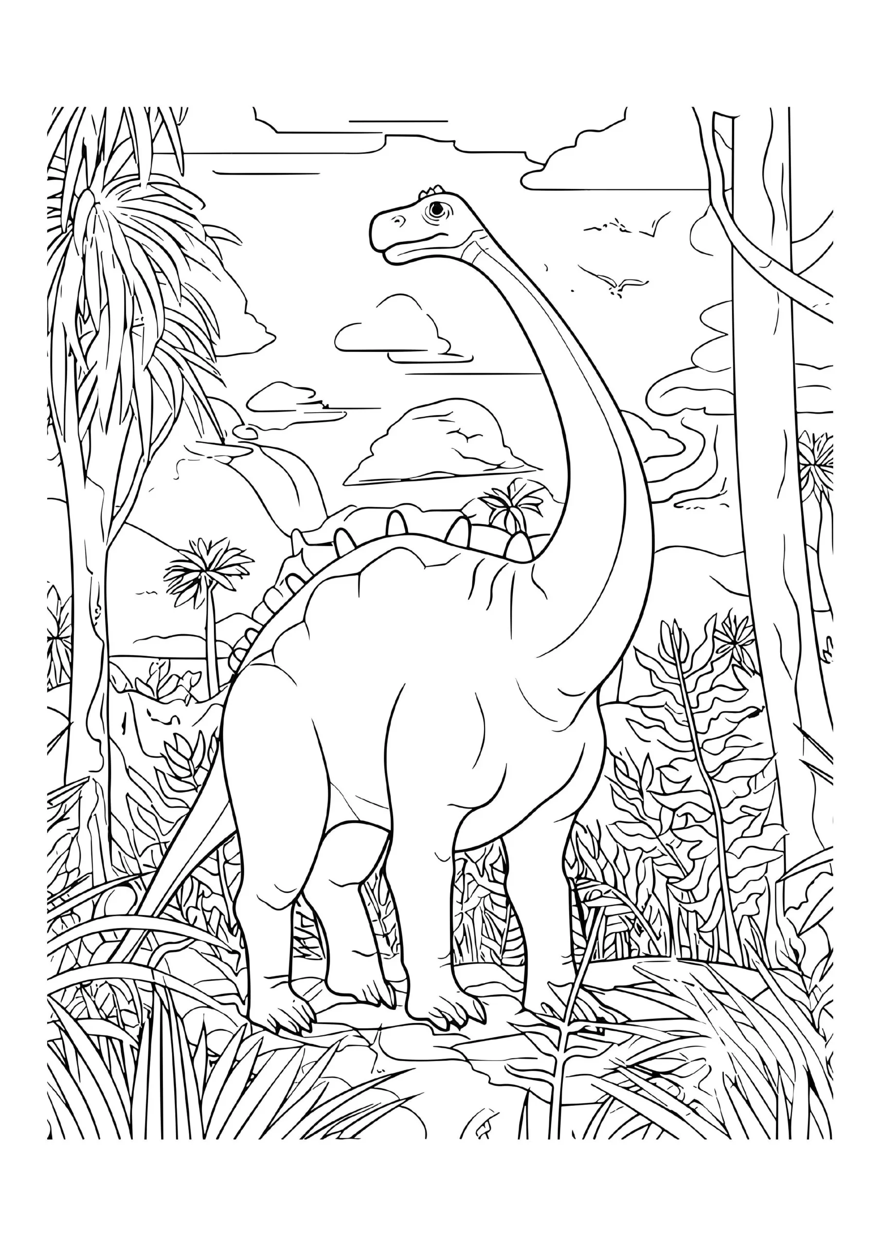  Long-Necked Dinosaur In Lush Jungle