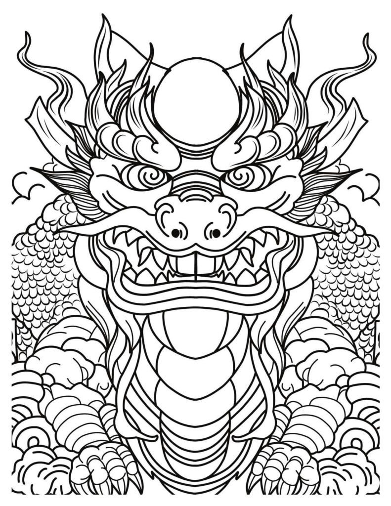 Fearless Dragon Coloring Face