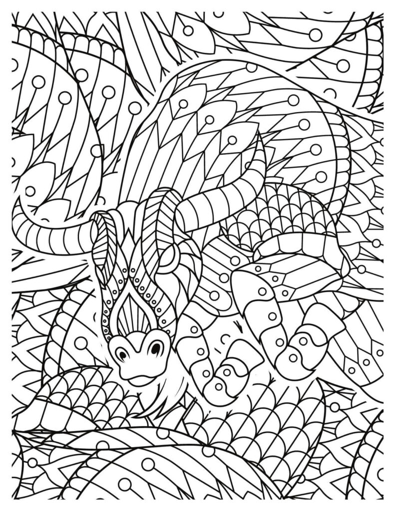  Fierce OX In Lines Jungle Animal Coloring Pages