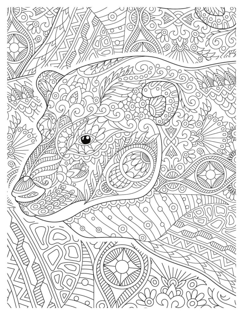  Polar Bear With Doodle And Jungle Animal Coloring Pages