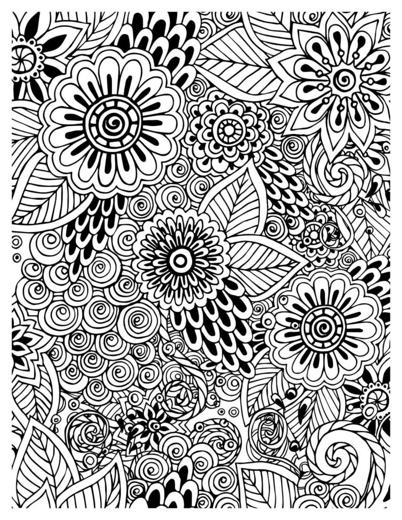  Floral Doodle Black And White Background