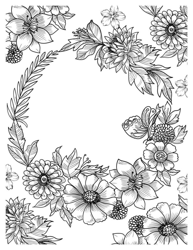 Floral Wreath with Diverse Flowers