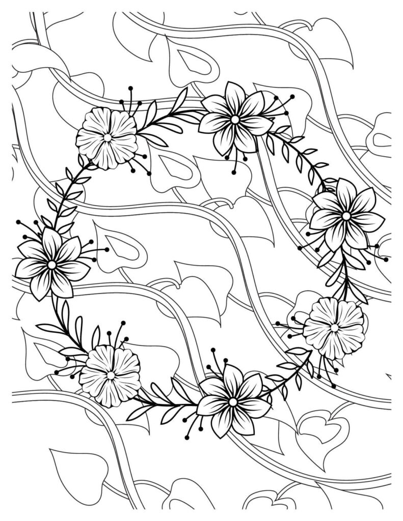 Flower Wreath with Symphony of Flowers and Foliage