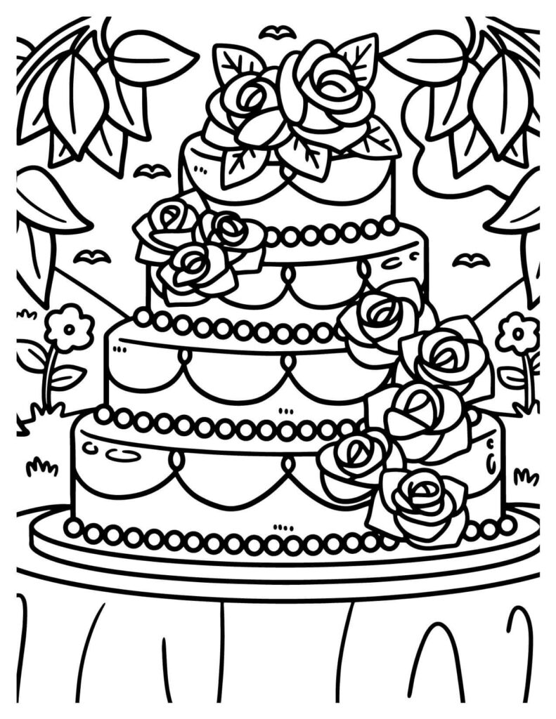  Four Layer Cake With Cakes & Pies Coloring Pages