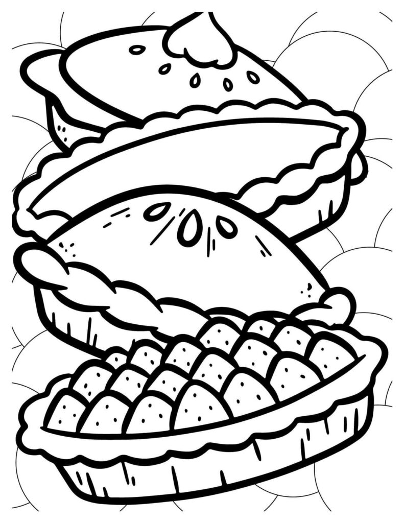 Four Pie Egg Doodle Cakes & Pies Coloring Pages