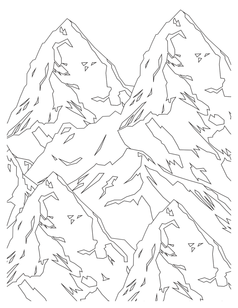 Frozen Mountain Peak Coloring Page