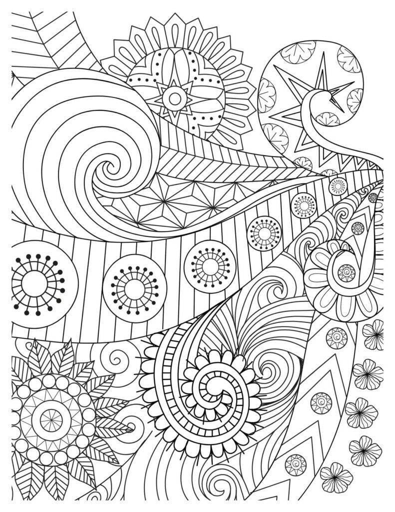 Fun Floral Abstract Design Coloring Page
