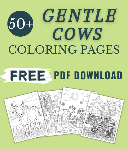 47 Peaceful Fields – Gentle Cows Coloring Pages For Kids & Adults (FREE DOWNLOAD)