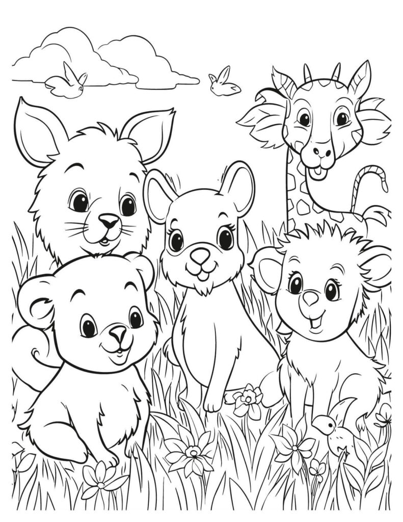 Group Of Forest Friend Coloring Pages