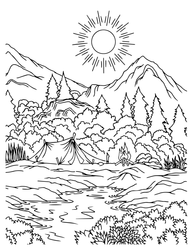  Immersive Artistry In Mountain Coloring Pages