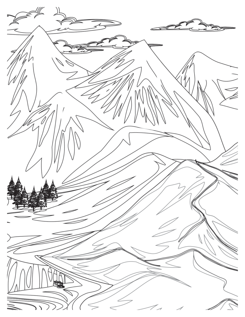  Kanchenjunga View With Clouds Mountain Coloring Pages