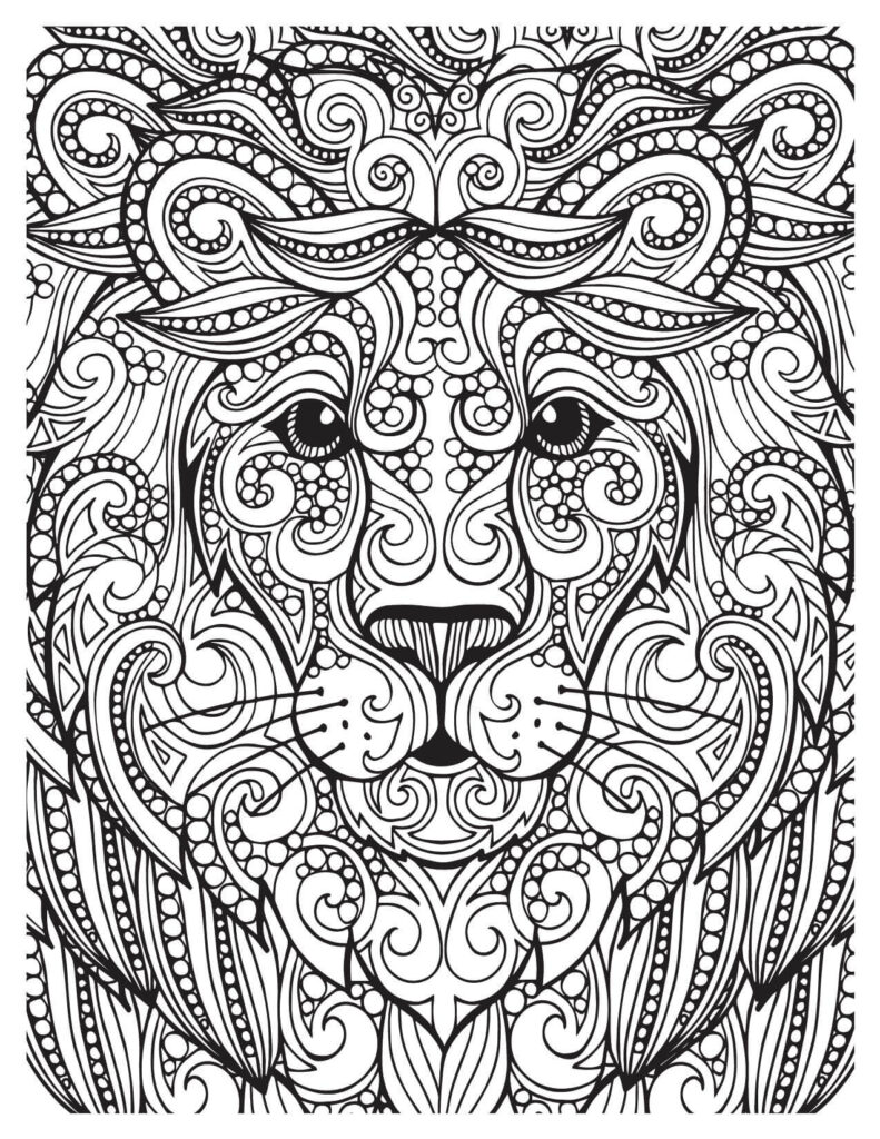 Lion Head Jungle Animal Coloring Pages