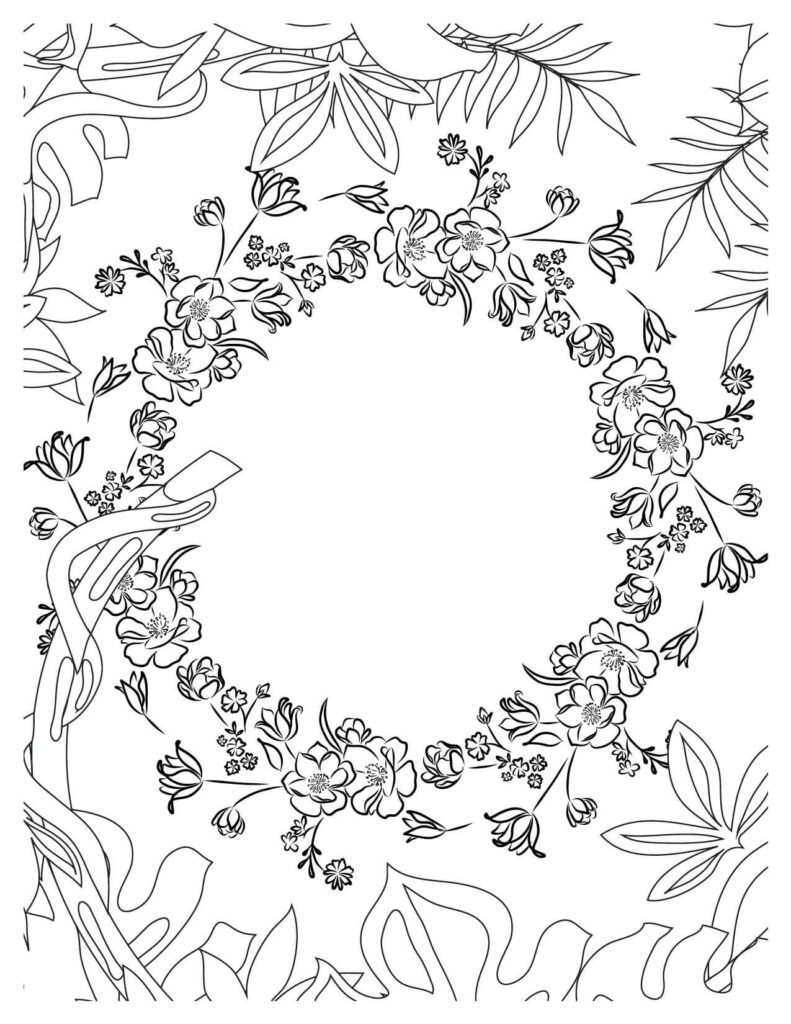 Looping Pattern of Delicate Flowers coloring pages