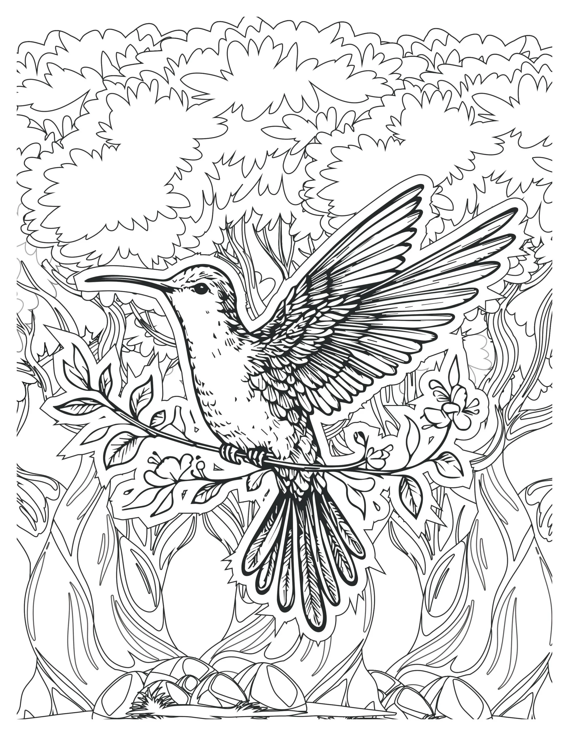 Lovely Hummingbird Coloring Pages