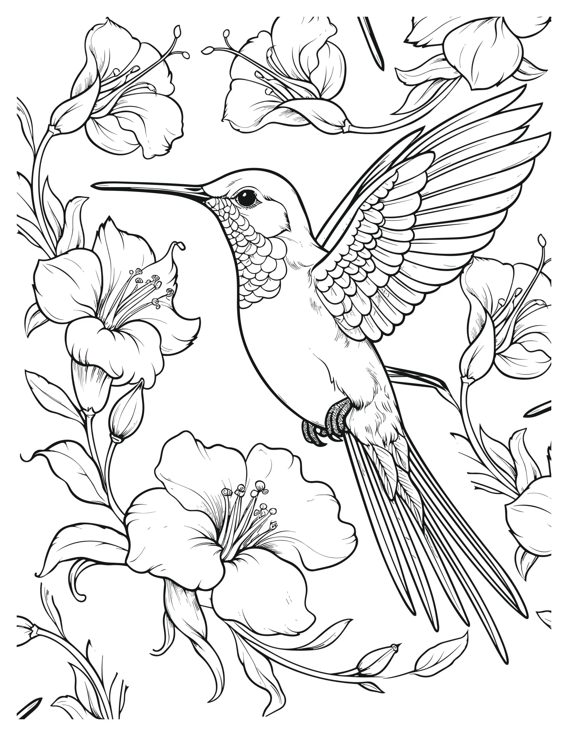 Lovely Hummingbird Coloring Pages