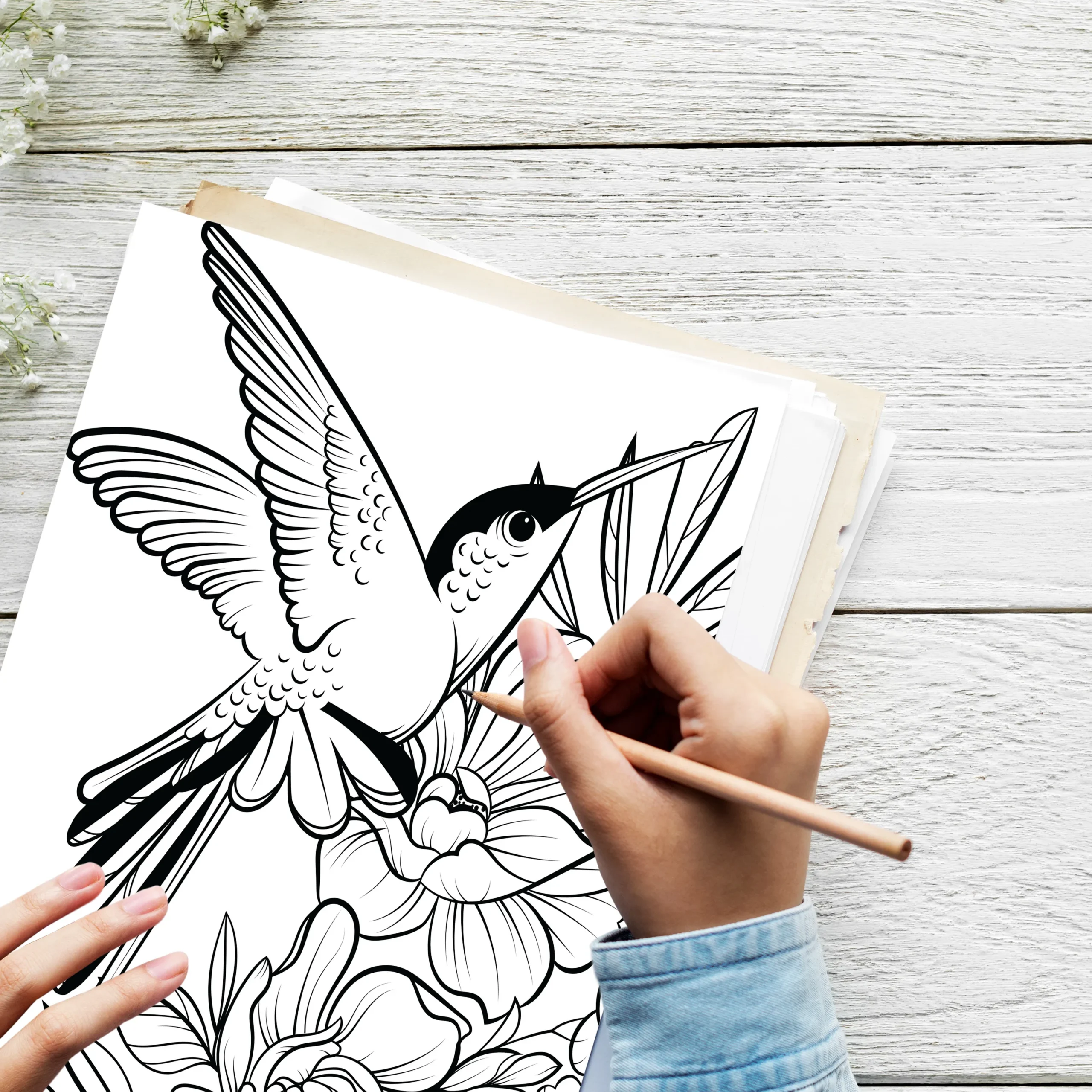 Lovely Hummingbird Coloring Pages