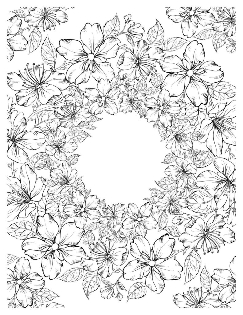 Lush Floral Wreath Coloring Marvel