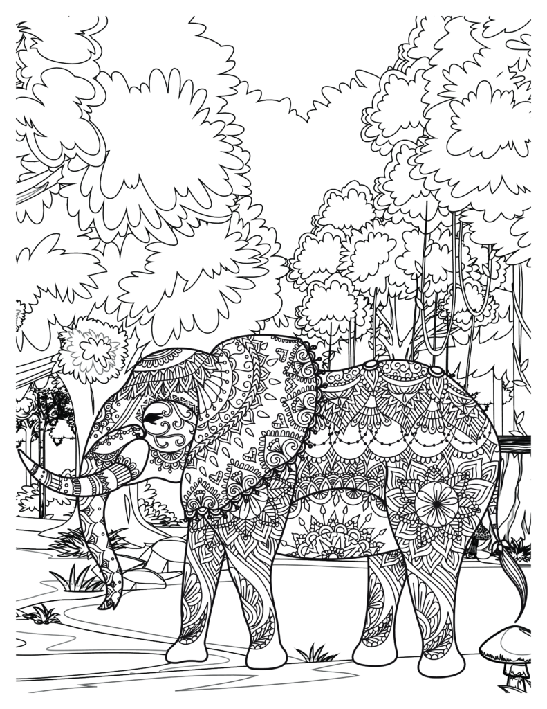 Majestic Elephants Coloring Pages