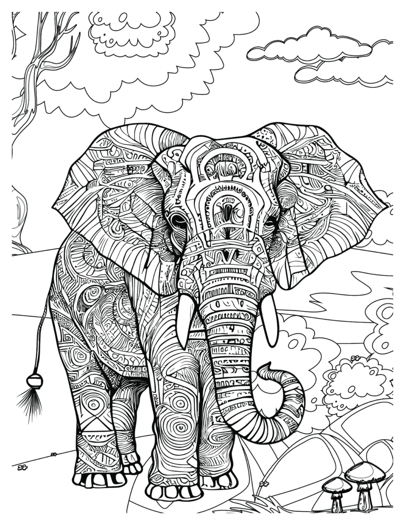 Majestic Elephants Coloring Pages